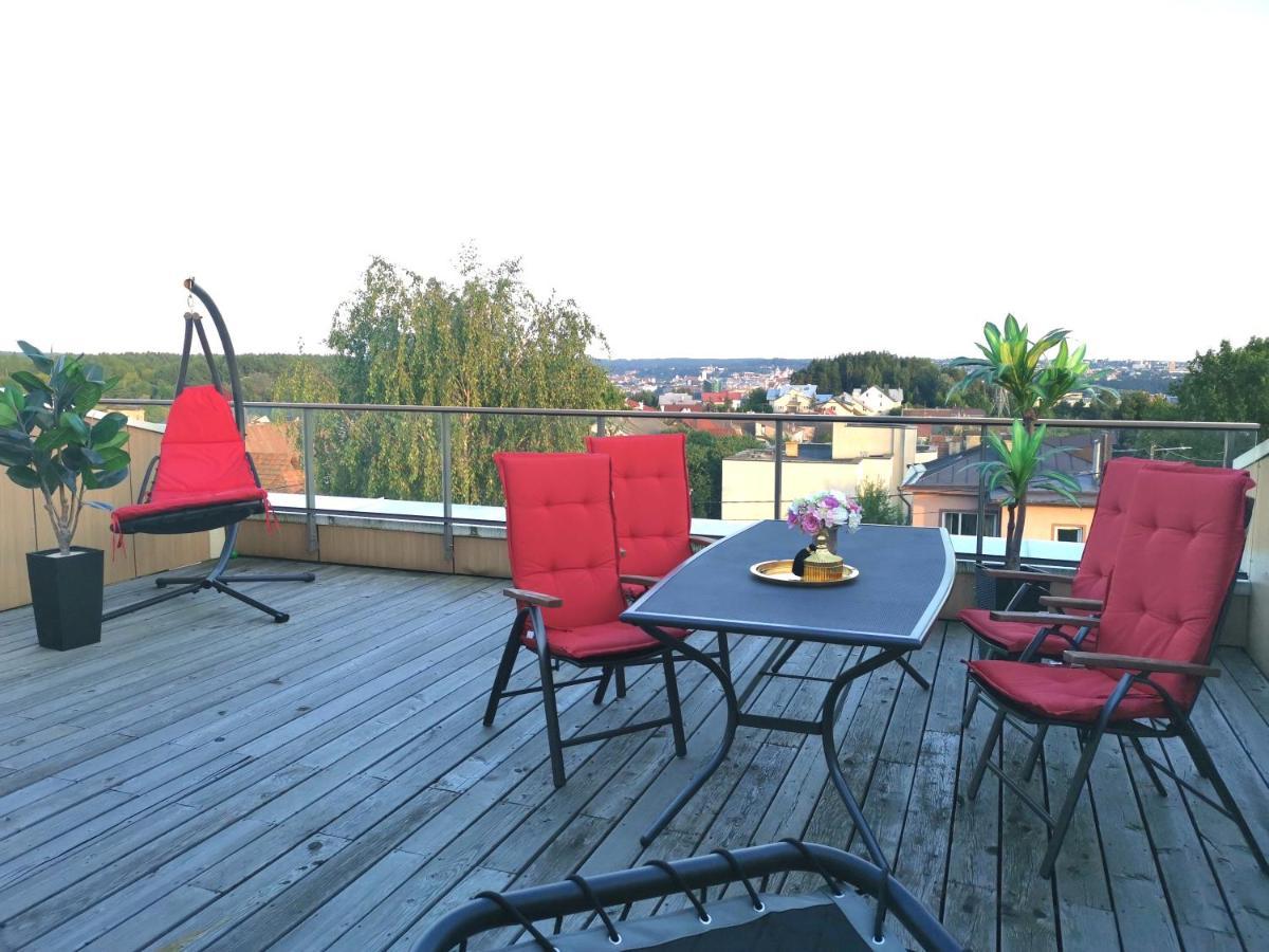 Luxury Penthouse With Large Terrace & Panoramic Old Town View Apartment Vilnius Luaran gambar